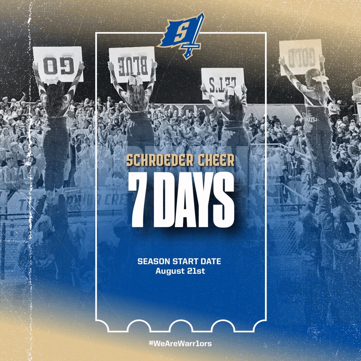 SchroederSports's tweet photo. Can’t wait for next week!  @SchroederCheer1 is off and running on Monday… 

Not Registered ?
https://t.co/0umjRHMCjH

#WeAreWarr1ors⚔️ https://t.co/fhwbFB6aSM