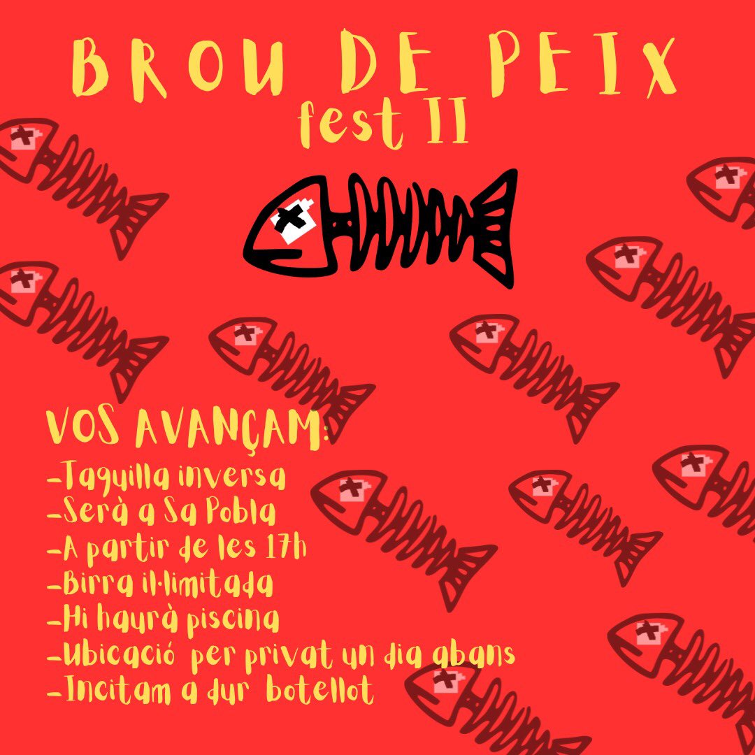 salsespop's tweet photo. Brou de Peix Fest II és amb piscina (rollo Arenal Sound), taquilla inversa i birres il.limitades. 🌻

Duis banyadors i botellot. Després meet&amp;greet d marlboro i san miguels🌞

T'ha d'agradar, per coions!! 🏄‍♂️

Més info a nu cartell🌀🌀 https://t.co/J6iAElN66p