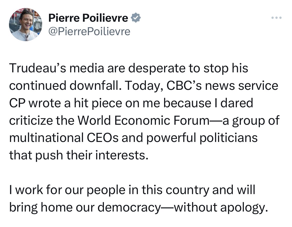 You play footies with conspiracy theorists then get called for it and then attack the media. You’re not a serious man. You’re a rage farmer. You’re a career politician who pretends to care about Canadians. You’re an internet troll come to life.