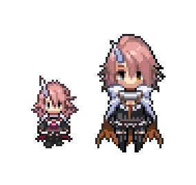 なんか漫画とぜんぜん違うことがしたすぎて打ったドット絵 右はでかく作りすぎて量産がダルそうだったので左を新しく まあまだ仕事残っててこんなことをしている場合ではないのだが…………