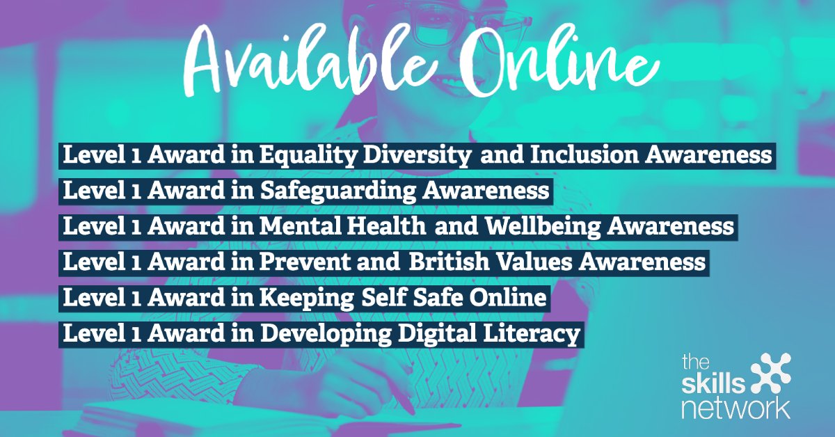 Did you know? Many of our Level 1 bite-sized qualifications are available online.

With the support of <a href="/SkillsNetworkUK/">The Skills Network</a> , online delivery is available for our centres. Find all our Level 1 qualifications here: bit.ly/44pVM9R