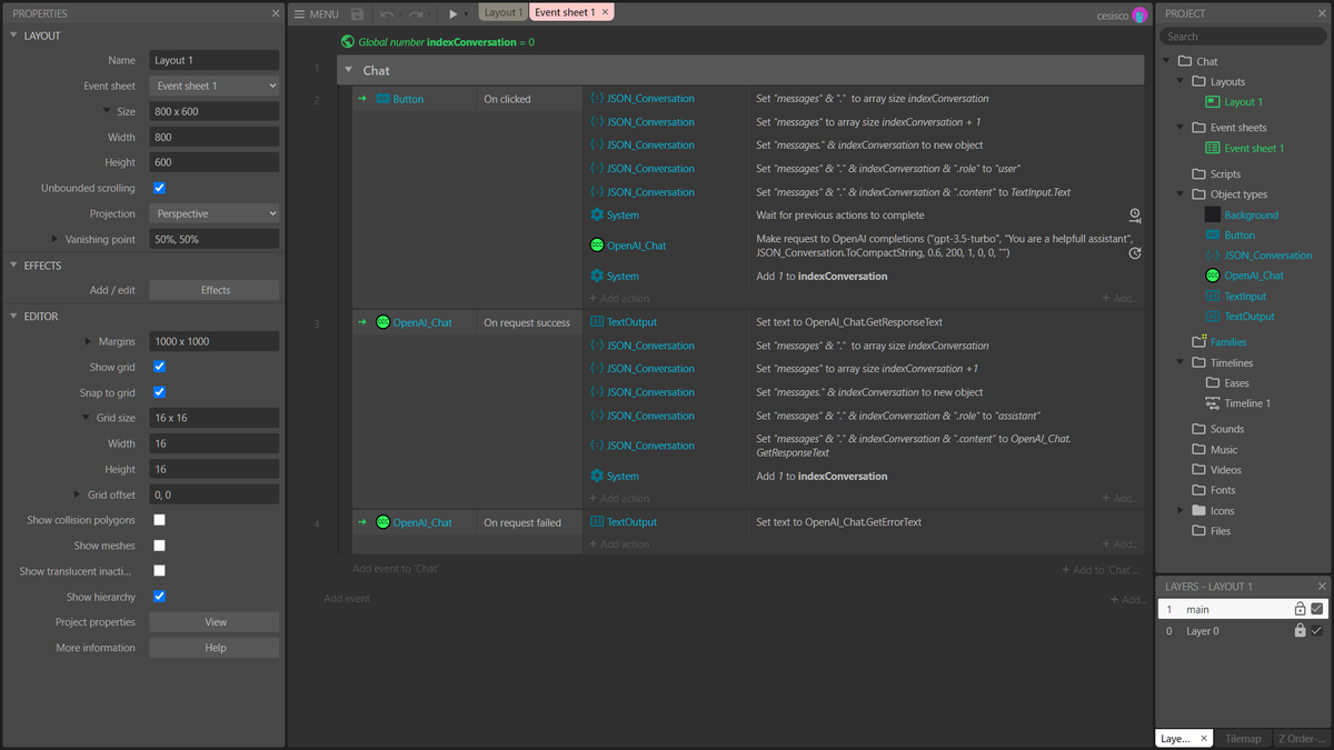▫️ Craft a top-notch no-code #Construct3 chatbot in no time🤖
#OpenAI #GPT4 #artificialintelligence #ai #NoCode

C3 OpenAI Plugin Suite.👉construct.net/en/game-assets…

Fully functional chatbot in 3 events using my C3 OpenAI Plugin Suite👇