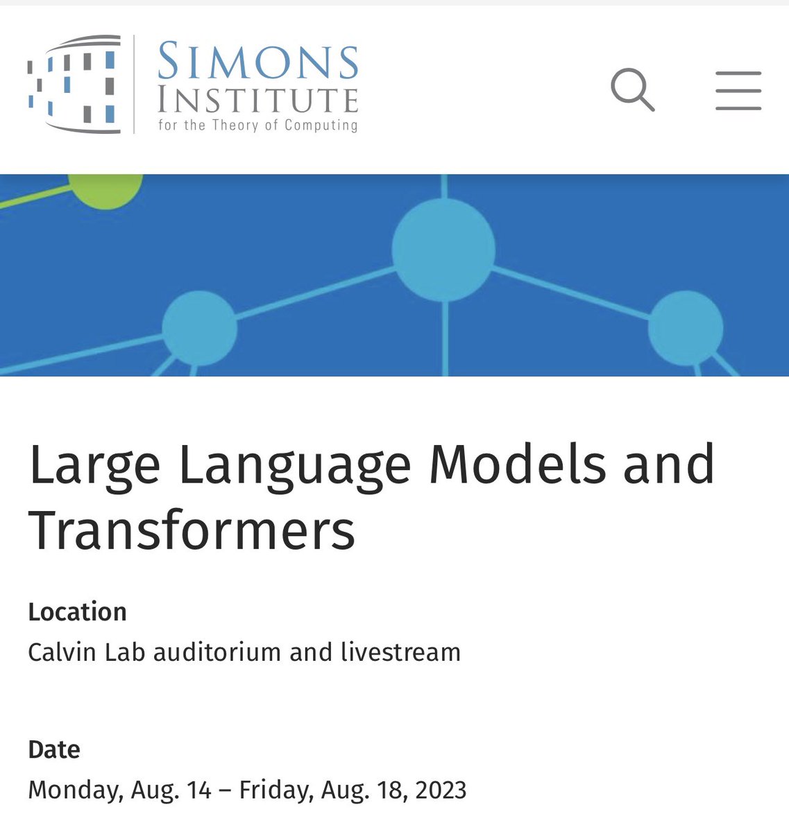 A 5 day event on LLMs. Line up looks interesting. (All talks are streamed live on YouTube) 

simons.berkeley.edu/workshops/larg…

#machinelearning