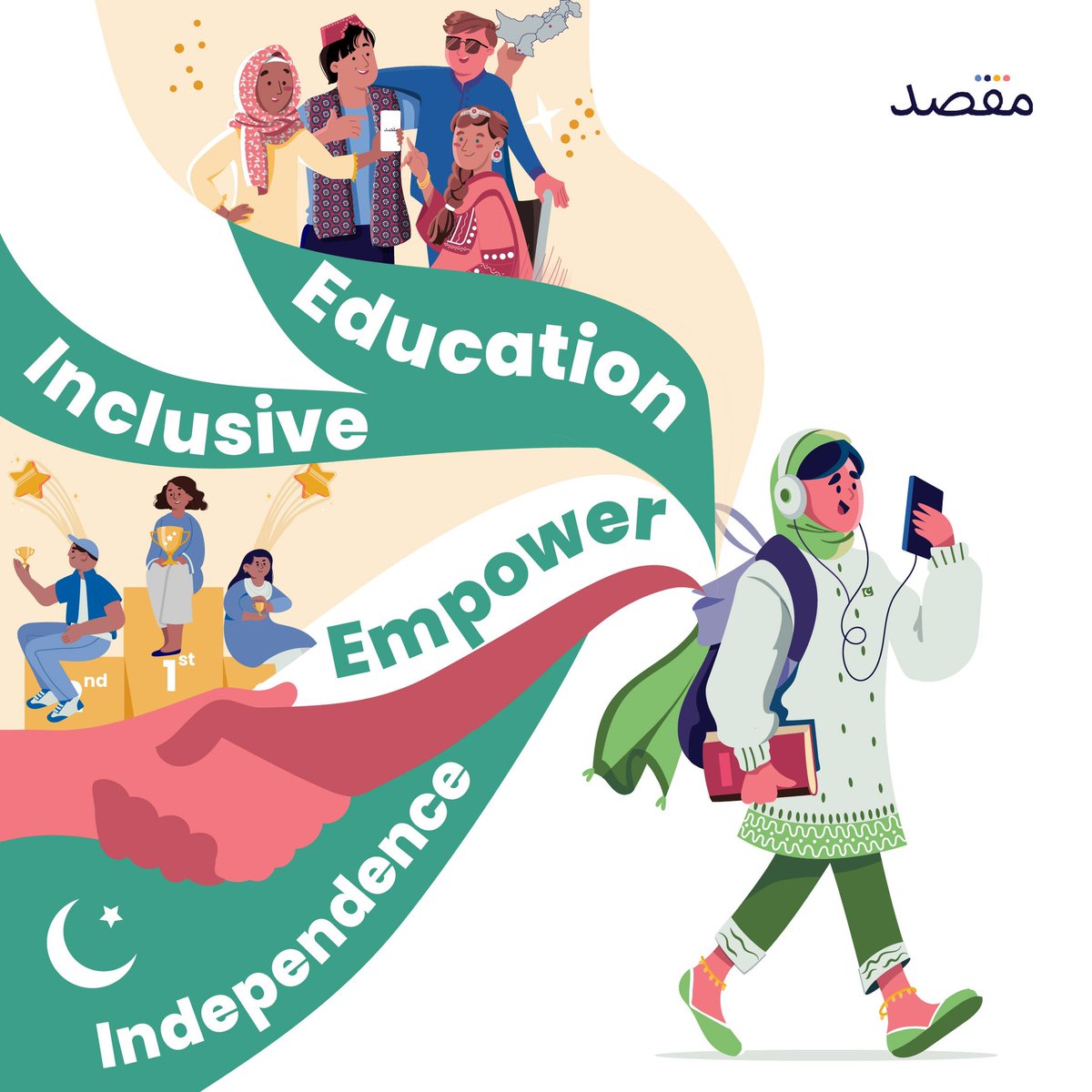 Happy Independence Day! 🇵🇰
Maqsad's mission to educate 100M students shines as a beacon of hope, highlighting education's role in progress. Let's pave the way for a brighter future! 📚💪 #Maqsad #AagayBarhtayJao #EducationForAll #PakistanIndependenceDay