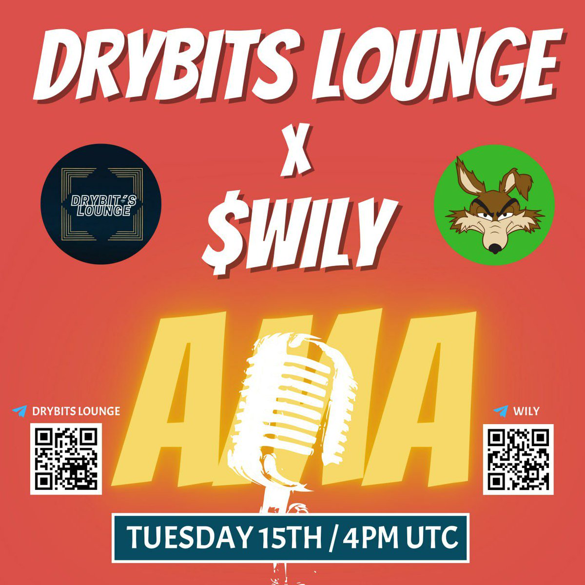 🎙 AMA  ANNOUNCEMENT 🎙 

We're proud to announce the AMA with Drybit's Lounge. The AMA is taking place Tuesday at 4pm UTC! ⏰

VENUE : t.me/drybitcalls

😀 We will be doing 3 NFTs Whitelist giveaway for the members of the community that participate in the AMA.
