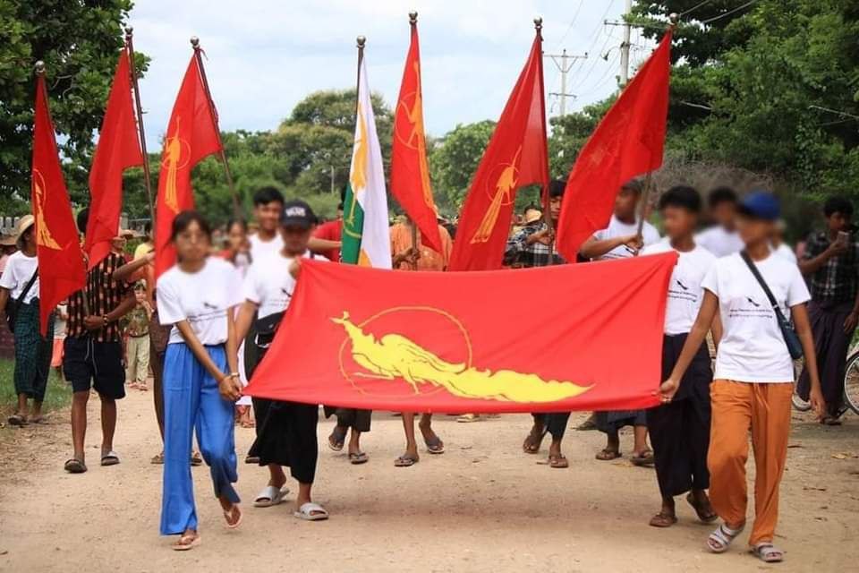 mcube_mcube's tweet photo. An anti-coup revolutionary protest somewhere in Sagaing region.  

#2023Aug14Coup #WhatsHappeningInMyanmar https://t.co/vwrer5zsQX