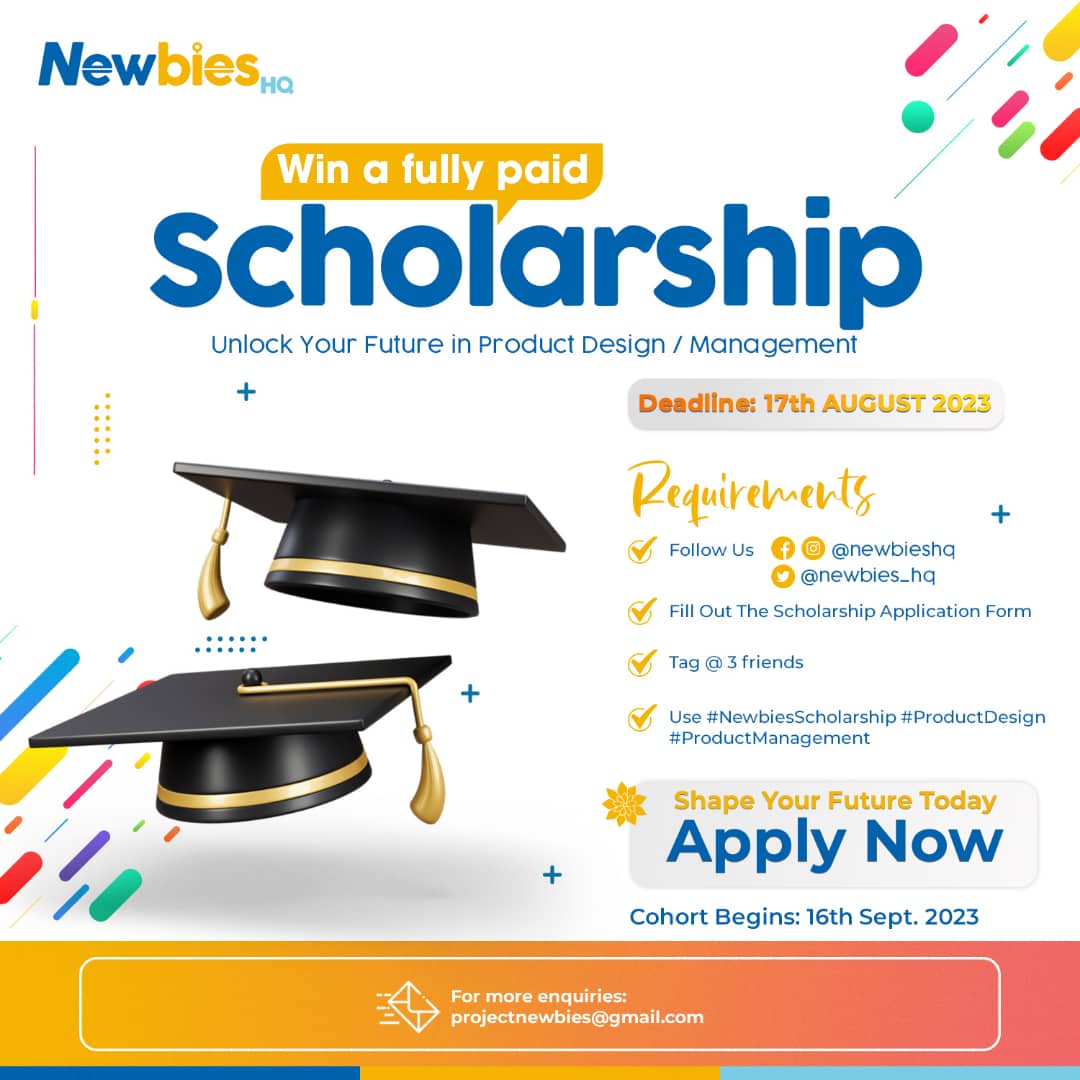 <a href="/FunkeOlat/">Funmike</a> is giving out scholarships to two people for our upcoming cohort in September! 

One for Product Management 
One for Product Design.

Make sure you follow her to qualify and fill the form, she'll be reading.

🔗bit.ly/3QA6B5c