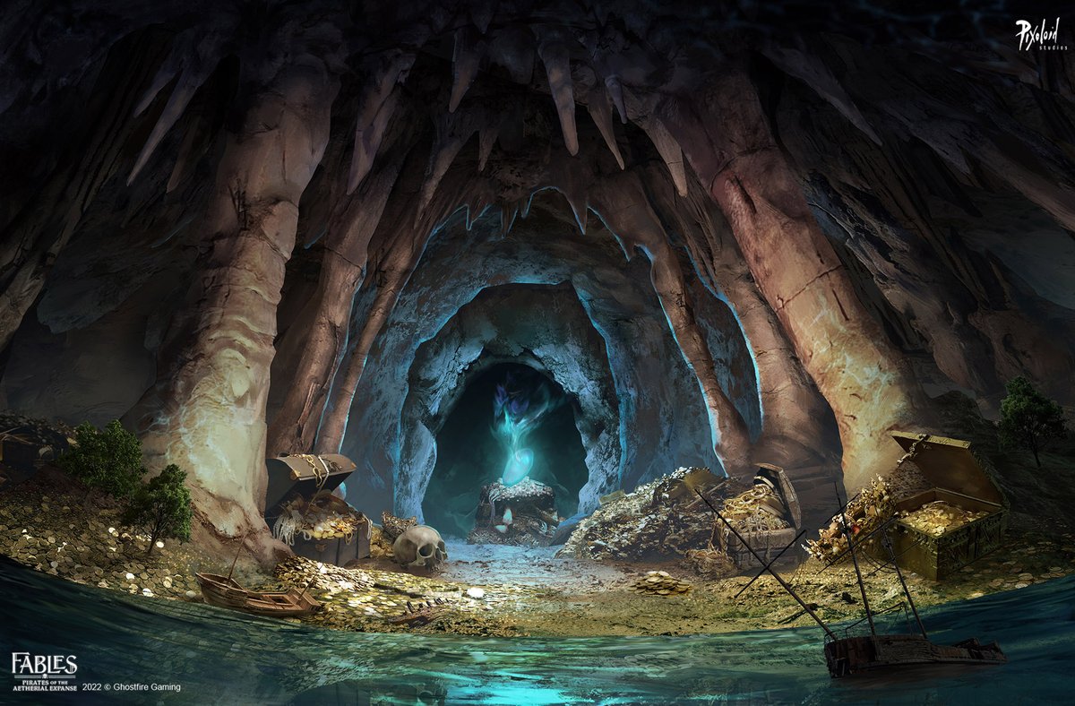 Treasure Cave 
Illustration for Fables: Pirates of the Aetherial Expanse by János Gárdos

pixoloid.net/portfolio/fabl…

#gfgfables #ghostfiregaming #dnd5e #5e #ttrpg