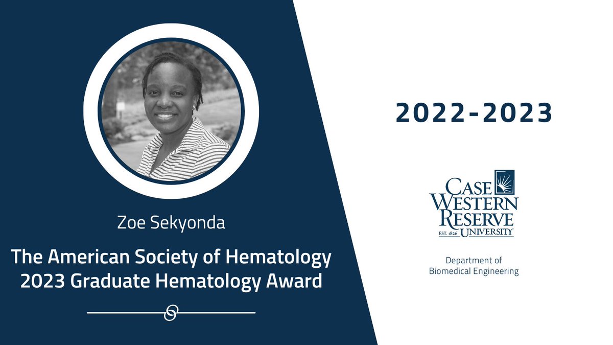 #CWRU biomedical engineering student Zoe Sekyonda received the American Society of Hematology's 2023 Graduate Hematology Award.

A warm congratulations to Zoe for this impressive achievement!
thedaily.case.edu/biomedical-eng…