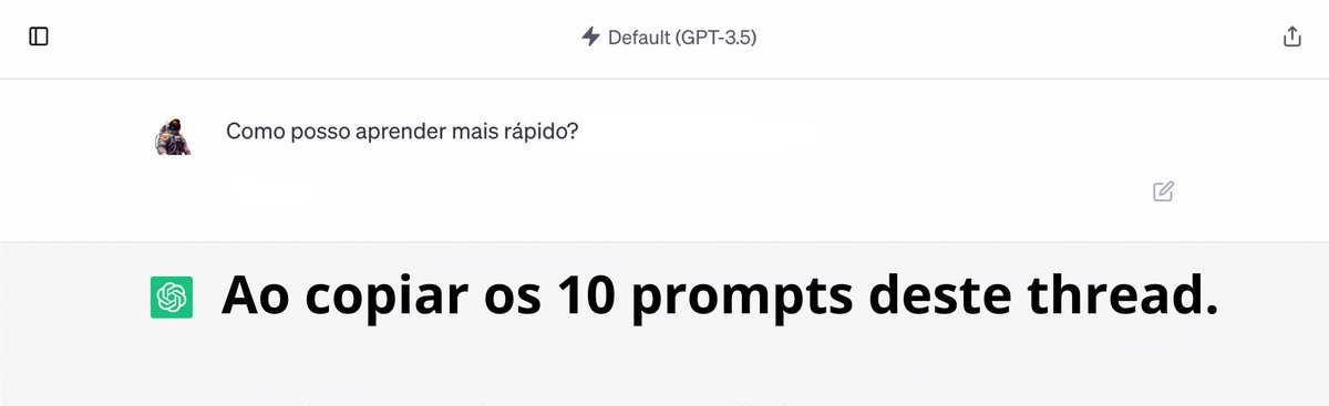 IA_EXPLORADOR's tweet photo. 10 prompts avançados do ChatGPT para triplicar sua velocidade de aprendizado (copie e cole-os):

1. Aprender tópicos complexos

Prompt: "Explique-me [inserir tópico complexo] em profundidade como se eu tivesse 10 anos. Aplique uma história ao conceito para ajudar ainda mais na minha compreensão."

2. Melhorar habilidades de negociação

Prompt: "Estou me preparando para uma negociação sobre [questão específica]. Você poderia simular uma conversa e fornecer análises sobre como alcançar um resultado bem-sucedido?"

3. Encontrar inspiração em figuras históricas

Prompt: "Compartilhe histórias de figuras históricas que foram influentes em [tópico], e explique como suas contribuições e experiências podem inspirar minha jornada de aprendizado."

4. Aprenda a arte da persuasão

Prompt: "Explique a psicologia por trás da comunicação persuasiva. Aplique-a a uma situação em que preciso persuadir [indivíduo/grupo] sobre [argumento específico]."

5. Aplicar um novo conceito em situações reais

Prompt: "Explique como o conceito de [tópico] pode ser aplicado em situações reais. Forneça exemplos e potenciais benefícios de usar este conceito em vários contextos."

6. Domine o vocabulário de um assunto

Prompt: "Crie uma lista de termos essenciais e jargões relacionados a [tópico]. Inclua definições e exemplos para cada termo para me ajudar a entender seus significados e usos."

7. Faça conexões entre tópicos relacionados

Prompt: "Identifique as conexões entre [tópico] e [tópico diferente]. Explique como esses tópicos estão relacionados e como entender um pode melhorar a compreensão do outro."

8. Aplique o aprendizado a desafios do mundo real

Prompt: "Usando os princípios e conceitos de [tópico], ajude-me a desenvolver soluções para o seguinte desafio do mundo real: [inserir descrição do desafio]"

9. Transforme um tópico complexo em uma história

Prompt: "Transforme os conceitos e princípios chave de [tópico] em uma narrativa envolvente que torne a informação mais relatable e memorável."

10. Reflita sobre seu progresso de aprendizado

Prompt: "Avalie meu atual entendimento de [tópico] fazendo-me uma série de perguntas. Com base no meu desempenho, identifique áreas para melhoria e recomende estratégias para desenvolver ainda mais meu conhecimento."