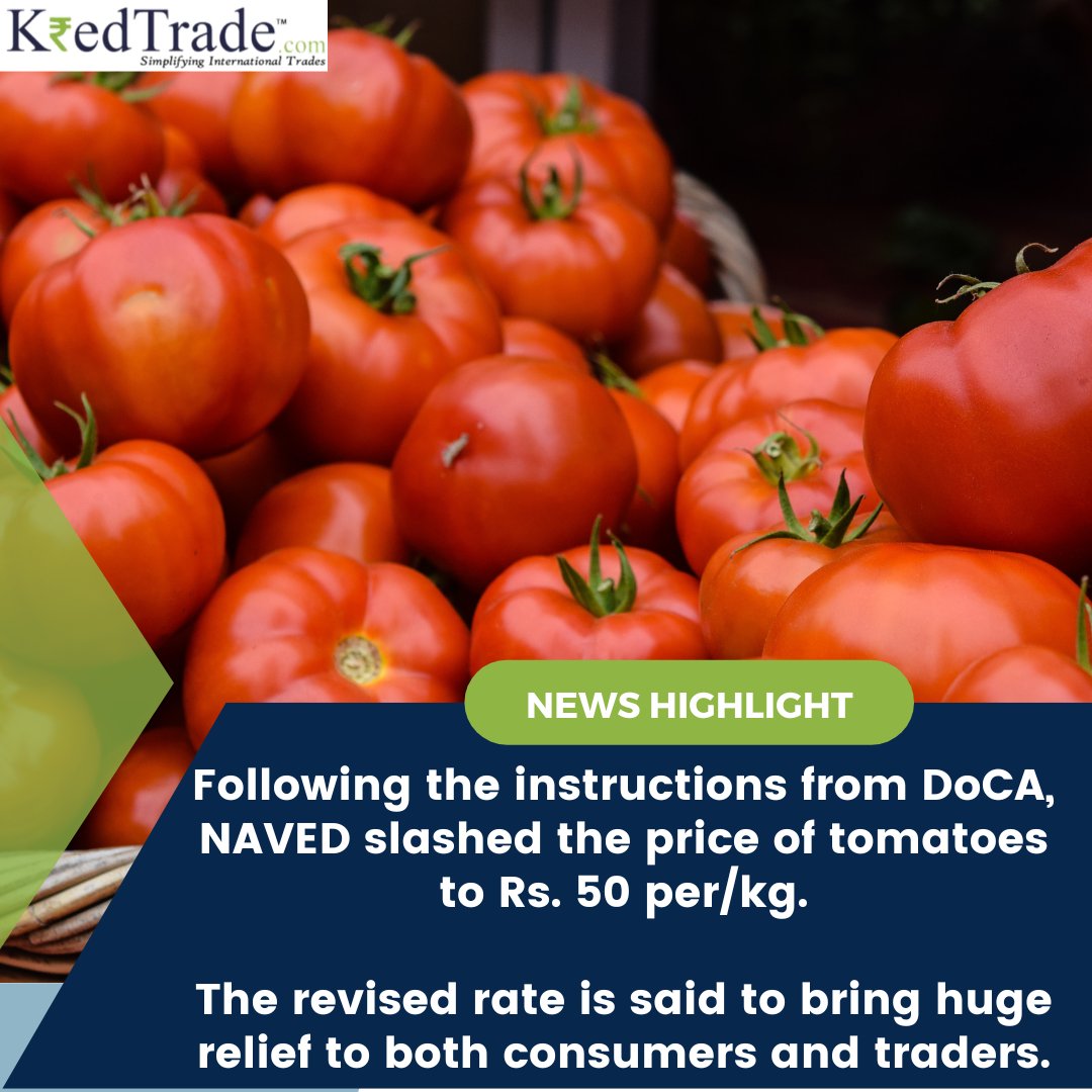 sohamjainkred's tweet photo. But for the first time in a few months, tomatoes seem to be well in the budget for common households too.   
What are your views on the latest move from DoCA?  

#kredtrade 

#tomatoe #tomatoes #naved #doca #india #trade #suppply #vegetable #vegetablesexport #import https://t.co/qV7IhJ77BQ