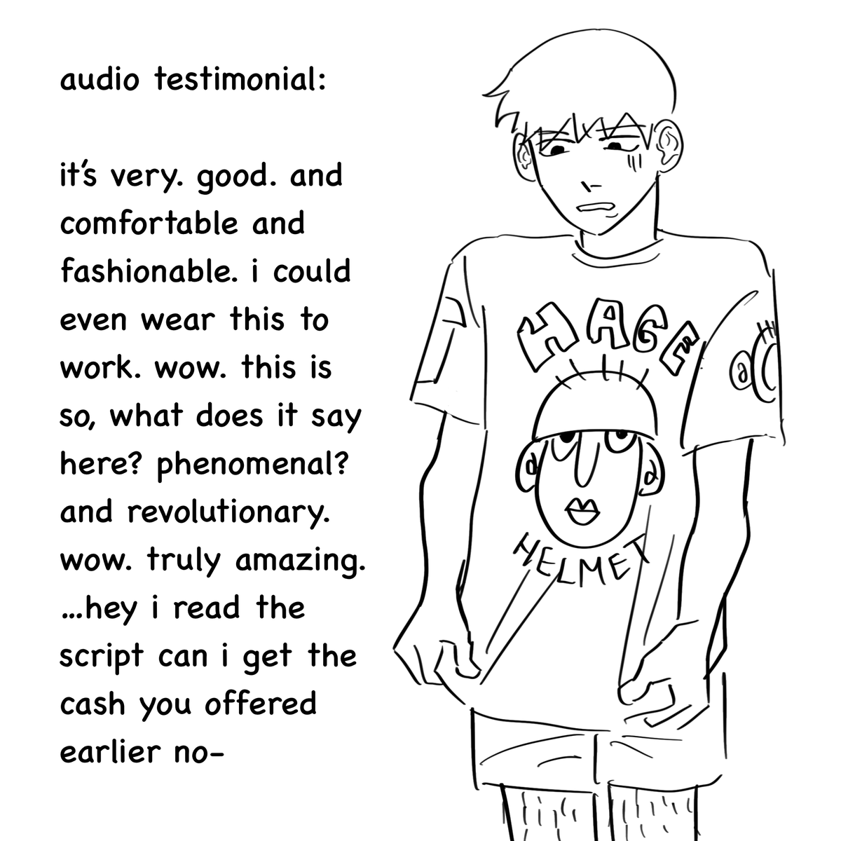 Wow! A sparkling review already! We interviewed a local who participated voluntarily in our survey! Listen to what he has to say. It seems our mic had some problems at the end but pay no mind to that :)

What are you waiting for, get your own HAGExHELMET shirt now! 🙈🙉🙊 #mp100