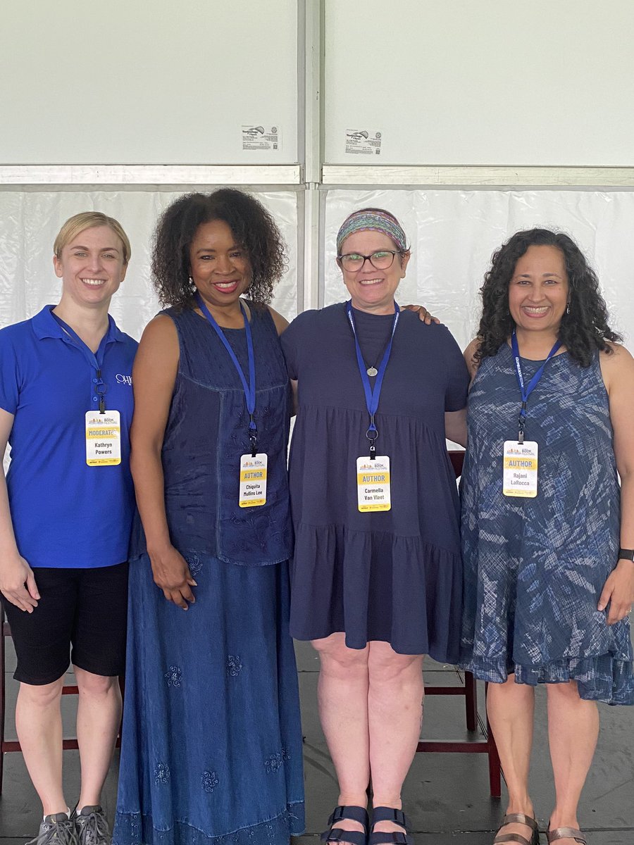 k_s_powers's tweet photo. I had an awesome time at last month’s @CBusBookFest . 😄 I moderated 2 panels, gave a talk on kidlit books &amp; @scbwi, helped at the @Ohioana booth, made new #kidlit friends, &amp; got to spend tons of time with the always-lovely @rajanilarocca ! Can’t wait for the next one! ❤️📚 https://t.co/fXGkwxeXYc