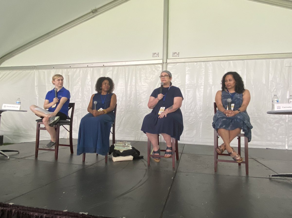 k_s_powers's tweet photo. I had an awesome time at last month’s @CBusBookFest . 😄 I moderated 2 panels, gave a talk on kidlit books &amp; @scbwi, helped at the @Ohioana booth, made new #kidlit friends, &amp; got to spend tons of time with the always-lovely @rajanilarocca ! Can’t wait for the next one! ❤️📚 https://t.co/fXGkwxeXYc