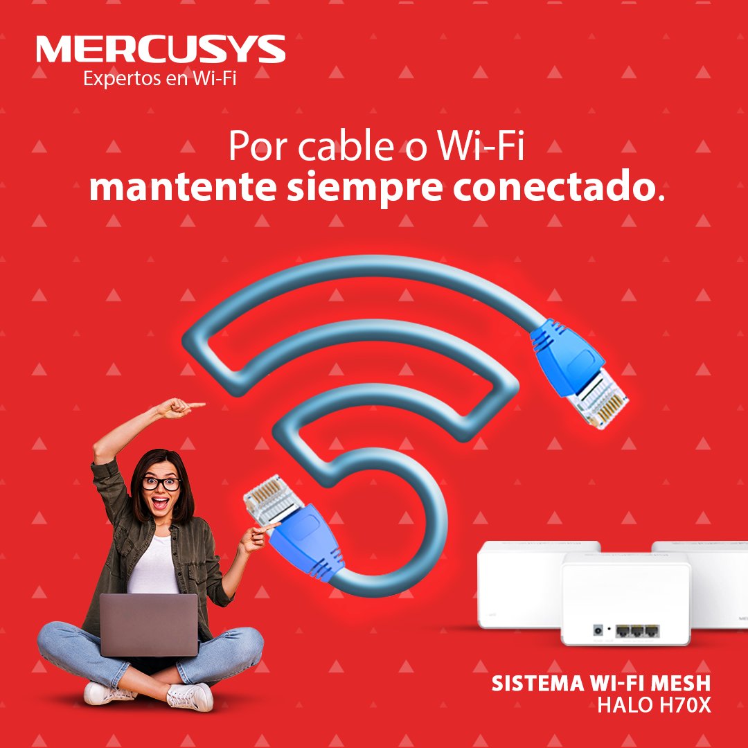MercusysMX's tweet photo. ¿Eres #TeamEthernet o #TeamWiFi? 🔌🌐
¡Con el HALO H70X no tienes que elegir! Obtén lo mejor de los dos mundos y encuentra la conexión que se adapta a tus necesidades.
📦 Disponible en: https://t.co/iEBBtcHyLu
#Mercusys #ExpertosEnWiFi #Routers #Internet #FastWiFi #Networking https://t.co/n7w6OgCi71
