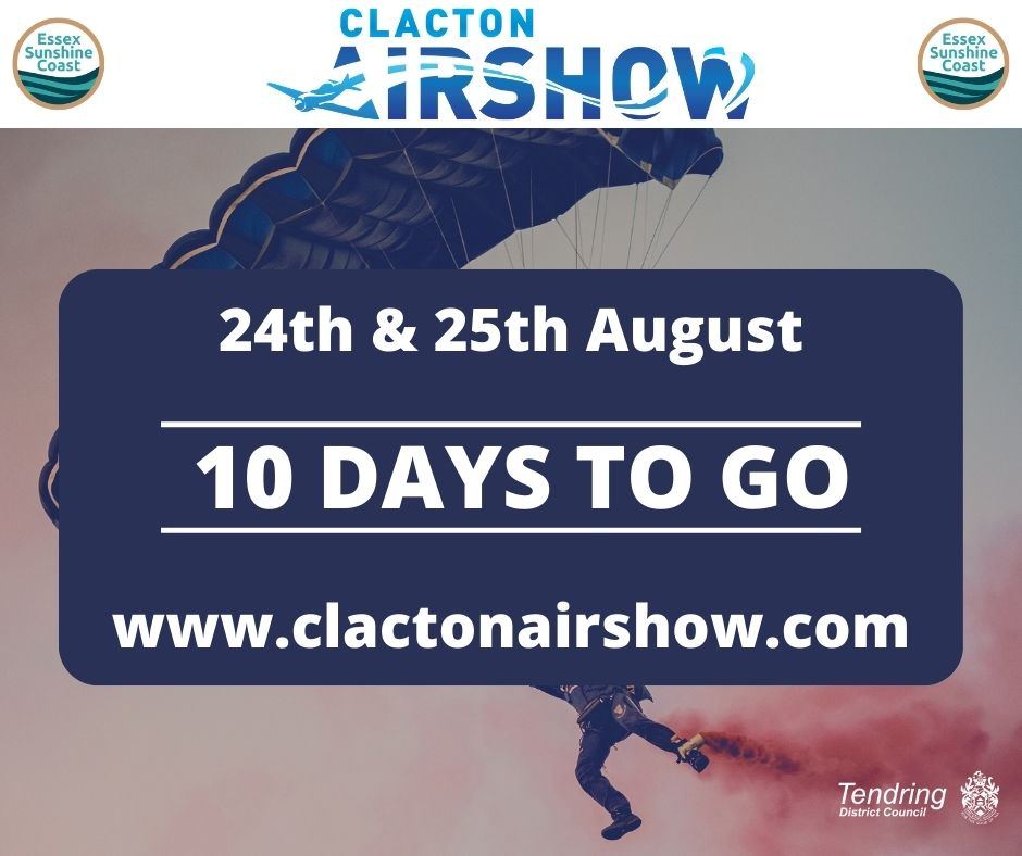 ClactonAirshow's tweet photo. TEN DAYS TO GO UNTIL #CAS2023! 📷
Don't forget to visit our FAQs page to help you plan your visit.
https://t.co/HvylEXYStQ
#CAS2023 #eyestotheskies #dontforgettolookup https://t.co/Eu6GYt4922
