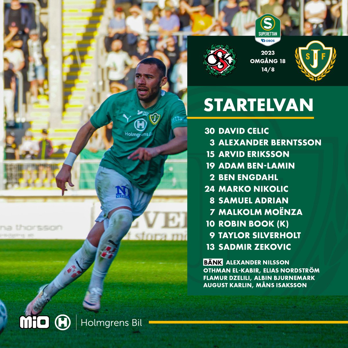 JSodra's tweet photo. Nu kör vi!!
💚💚💚#jsödra #jönköpingssödra #startelvan #miomöbler #holmgrensbil #fotboll https://t.co/jGQliYqpb8