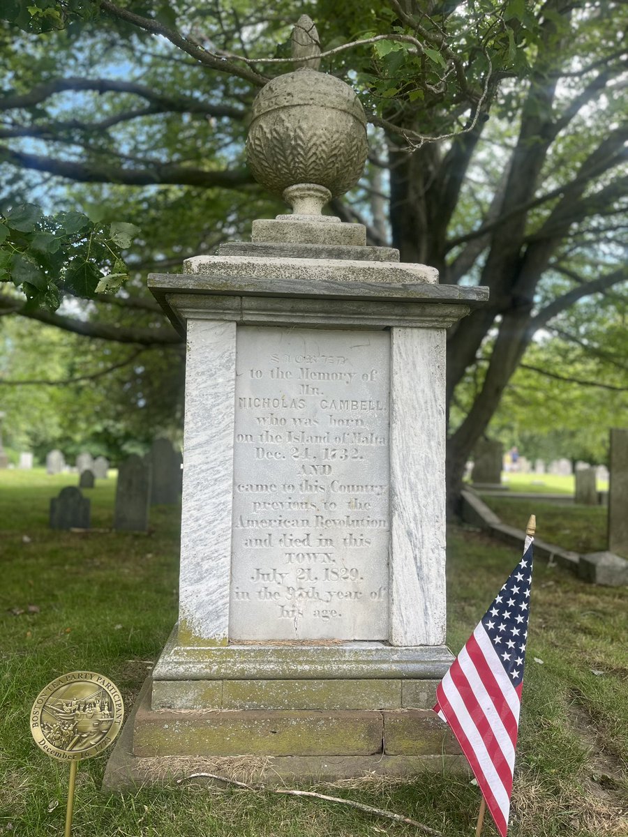 Today the Boston Tea Party Ships & Museum & @REV250BOS helped us remember the life of Nicolas Cambell, a participant in the Boston Tea Party who lived out his days in #warrenri & now rests in the North Burial Ground.Thx to our local historians for sharing his story.