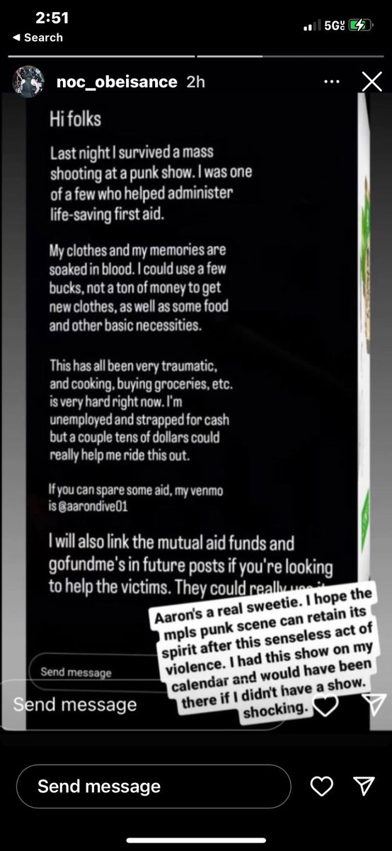 here’s a few updates / venmos of survivors from the nudieland shooting. please refrain from asking them the details of what happened &amp; focus on the fact that this was an attack on the queer &amp; trans community of mpls. retweet to spread it wide, much love