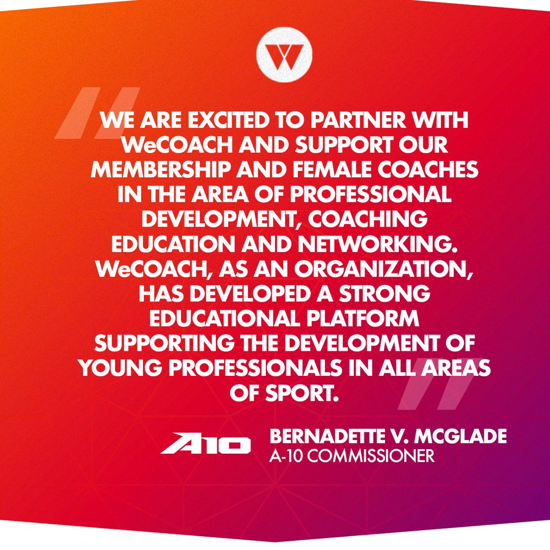 WeCOACH's tweet photo. Teamwork makes the dream work! 🤝 

Exciting news as the @atlantic10 has renewed their conference-wide membership with #WeCOACH! Together, we continue to champion the leadership &amp; growth of women in sports. 

Visit https://t.co/qBQgLe2e66 to read the release!

#MOVEtheNUMBERS https://t.co/ngddq9yqhD
