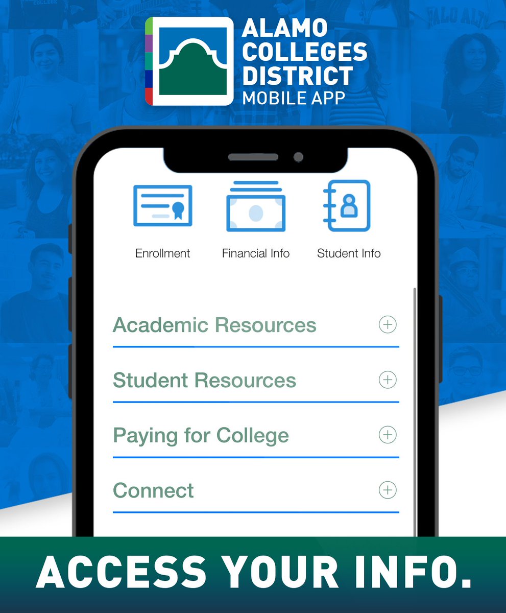 SAC_PR's tweet photo. Unlock mobile access in our new ACD Mobile App! By downloading the app and logging into ACES, students can quickly access information like class schedules, grades, account balances, financial aid information, and more.

#MobileApp #CollegeStudent #SACProud #SanAntonioCollege https://t.co/Qc5XKN2KIA