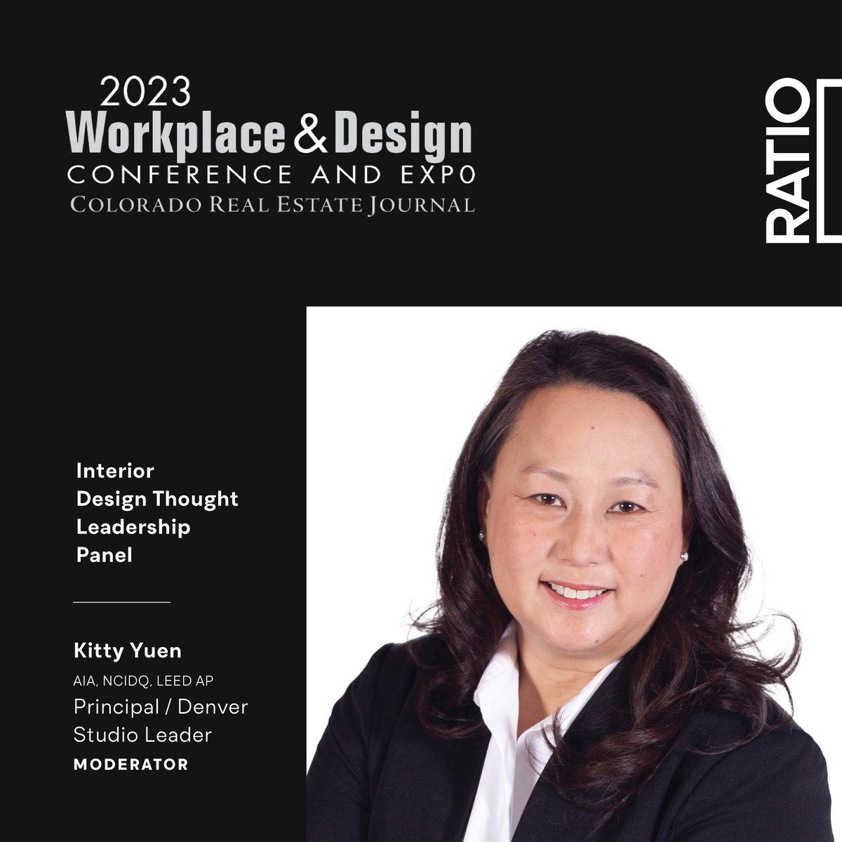 Denver Studio Leader, Kitty Yuen, AIA, NCARB, LEED AP, is serving as a moderator at <a href="/CREJ92/">Colorado Real Estate Journal</a>’s 2023 Workplace &amp; Design Conference &amp; Expo at Denver’s Cable Center on August 23rd at 4 pm MDT. She will be moderating for the final session – Interior Design Thought Leadership Panel.