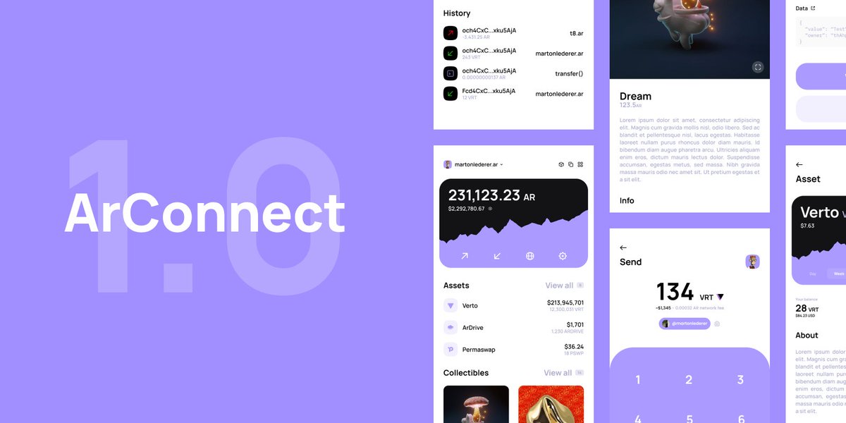 Today is a big day. Your Arweave experience just leveled up. ArConnect 1.0 is live 🎉

A security audit, brand new UI/UX, and a new suite of developer tools. Learn more 👇