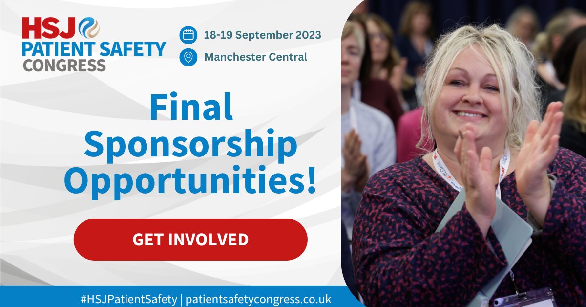 🔍Become a #HSJPatientSafety sponsor!

Maximise exposure by aligning with our key sessions addressing patient safety risks, continuity of care, minimizing harm, and much more.

Get involved: patientsafetycongress.co.uk/partnership-op…

#InnovateNHSFuture #HealthcareLeaders