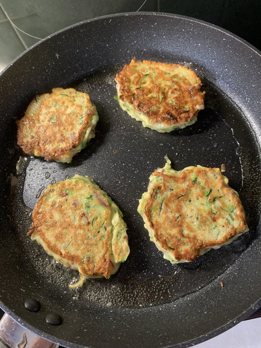 Trying out courgette fritters.