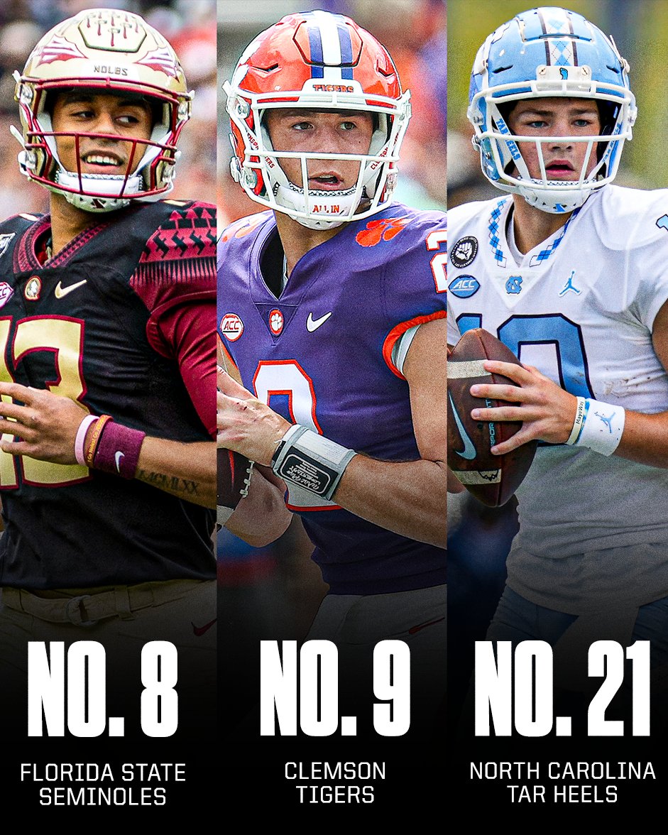 Three @ACCFootball teams are in the AP Top 25 Poll 🏈 🚨