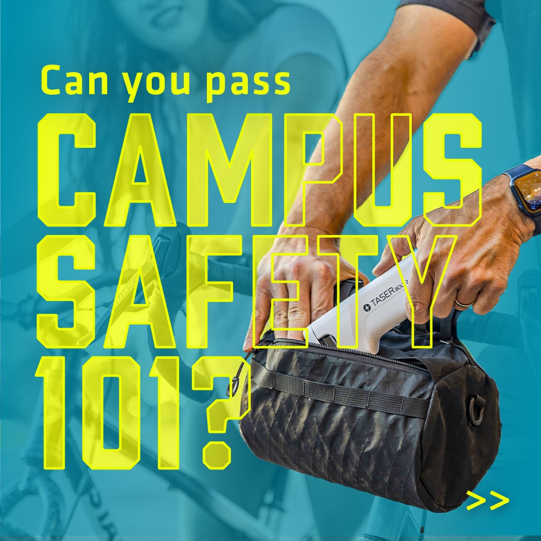 taserdefense's tweet photo. Pass campus safety 101, no studying required. Buy a TASER Bolt 2 Energy Weapon through August 20, and we’ll add a free holster and a 2-pack of cartridges for your device. https://t.co/jR4LUEJFiX
