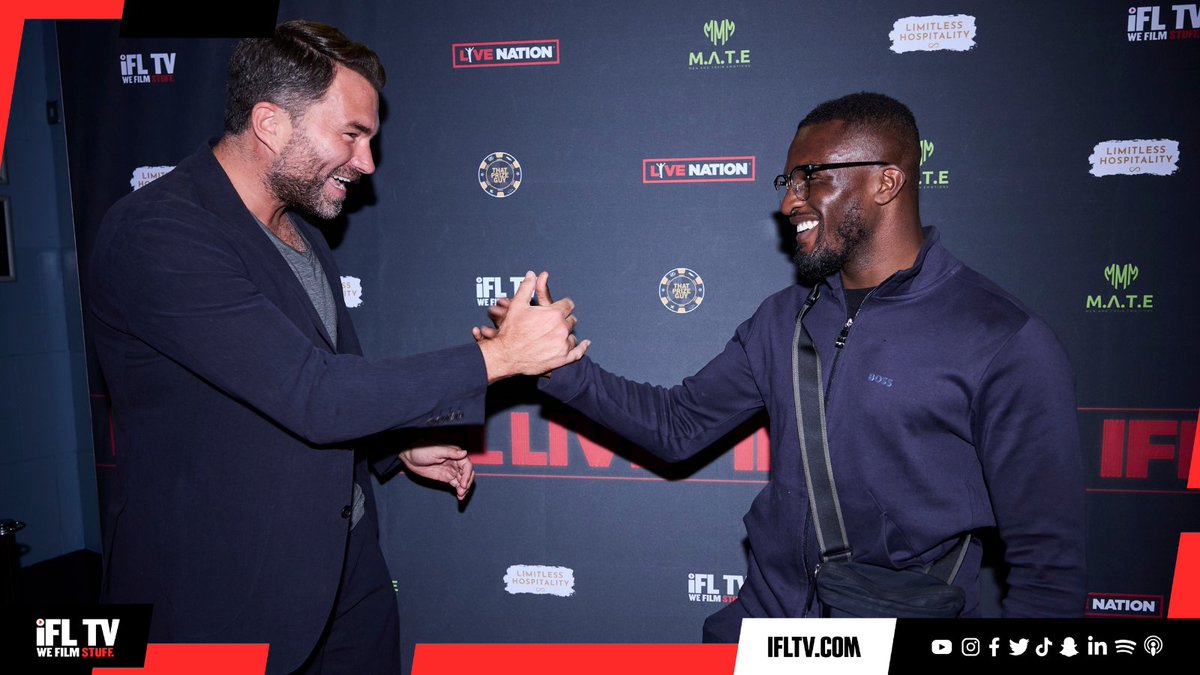 IFLTV's tweet photo. Old pals reunited π€πΌπ€πΎ
#IFLLive | #Boxing | #EddieHearn | #OharaDavies https://t.co/uNvPz6aCK5