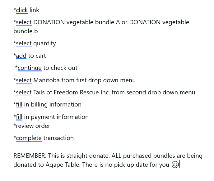 MsBehavior's tweet photo. #GiveOnceHelpTwice

https://t.co/TNxp216Xb1

Help @AgapeTable and @TailsOfFreedom with just a few clicks! All bundles, regardless of option, WILL be donated! our goal is 5000 lbs of food! https://t.co/hGZw6BbKDY