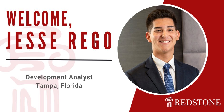 Join us in welcoming Jesse Rego, our new Development Analyst on our Development Team! Congratulations, Jesse - we are excited to have you on board.  #TeamRedstone