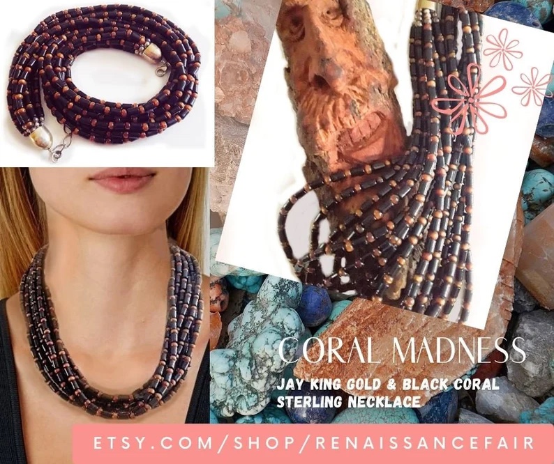 renaissancefai's tweet photo. Black & Golden Coral Bead Necklace, JAY KING DTR, 8 Multi Strand, Sterling Clasp, Vintage https://t.co/AZChmLAdxy #black #gold #yes #coral #women #shell #springring #5ormore #jaykingnecklace #black #coral #gold #designer #signed https://t.co/kUKQ0eUhea