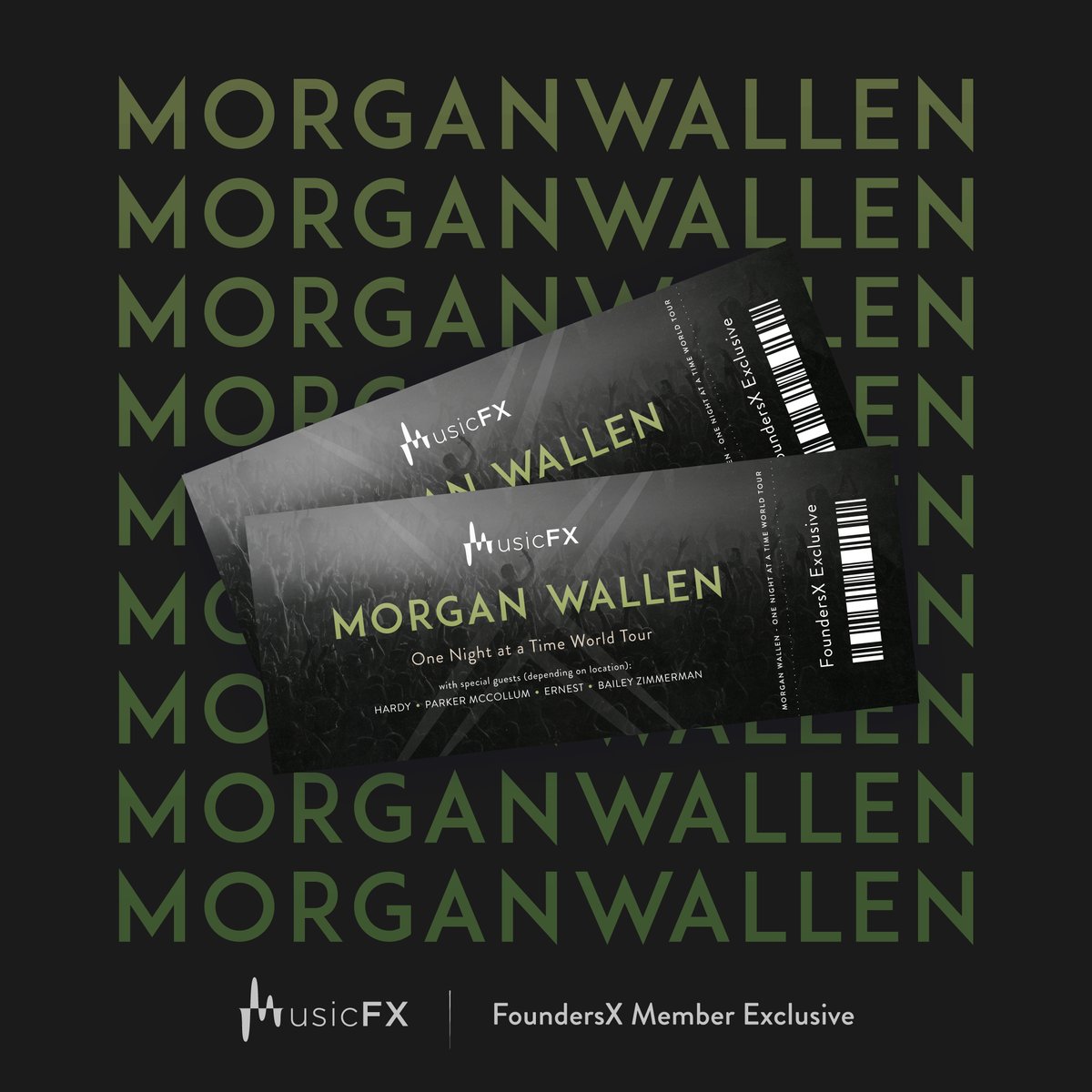 MusicFXDigital's tweet photo. Morgan Wallen Fan? ✔️ 
FoundersX Member? ✔️ 
Morgan Wallen tickets winner? ⬜

Link in bio to register and check all boxes. https://t.co/cSO88kPWvt