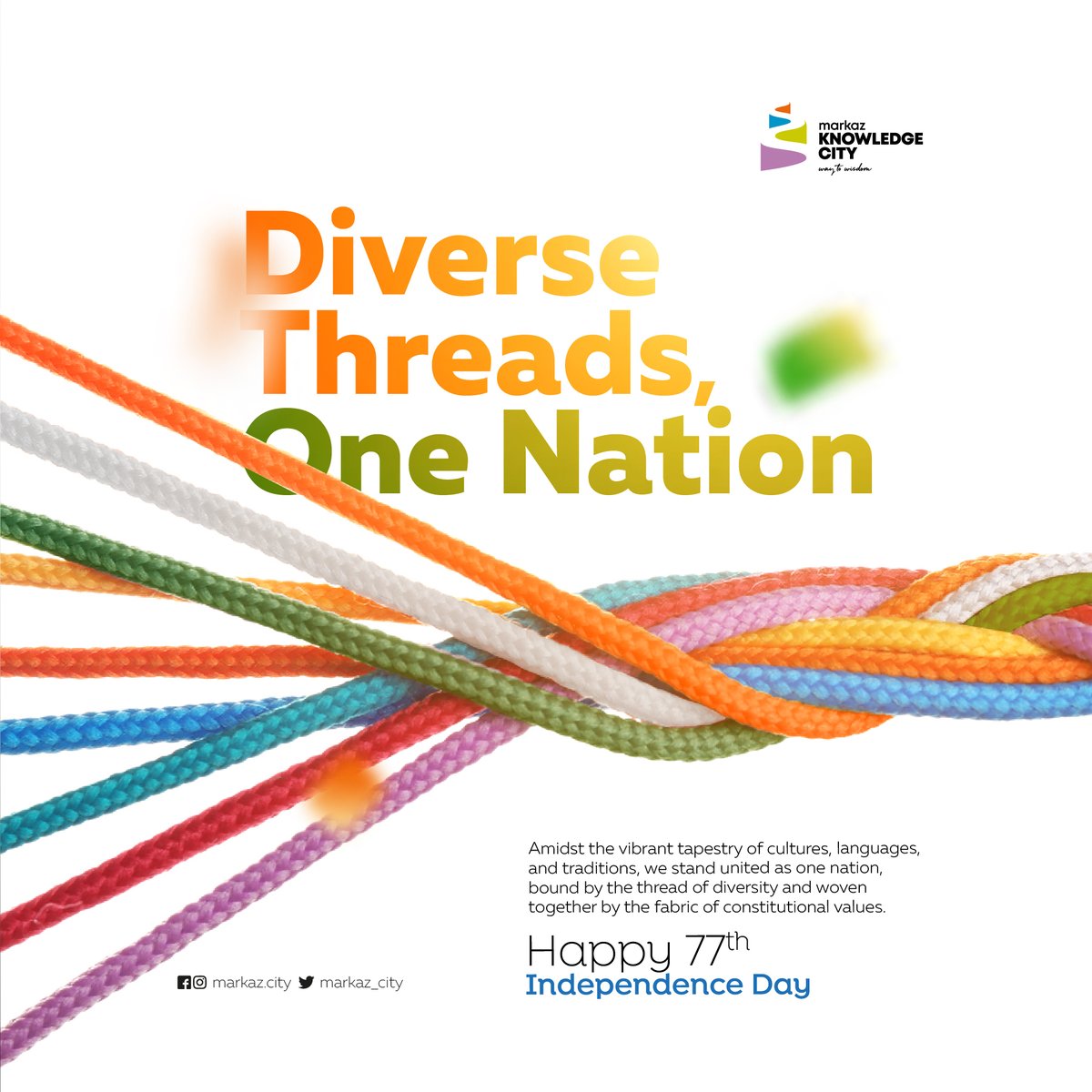 India's diversity is a kaleidoscope of cultures, languages, and traditions.
Let's stand united, embracing our differences as a source of strength and fostering a harmonious spirit of togetherness.

©Markaz Knowledge City
#IndependenceDay #UnityInDiversity