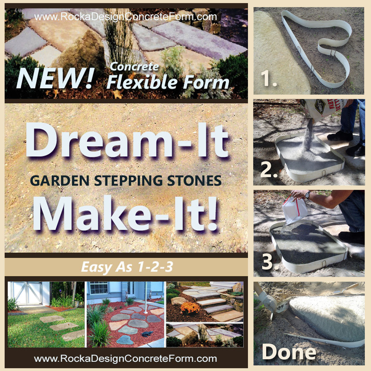 DIYstonemaker's tweet image. DIY and Create Garden Paths, Walkways, and Patios using Rocka Designs Flexible and Reusable Concrete Shaping, Stepping Stone Maker.
Easy as 1-2-3.
You Can Do It, We Promise!
Visit ROCKA DESIGN Today!

buff.ly/36dsv69