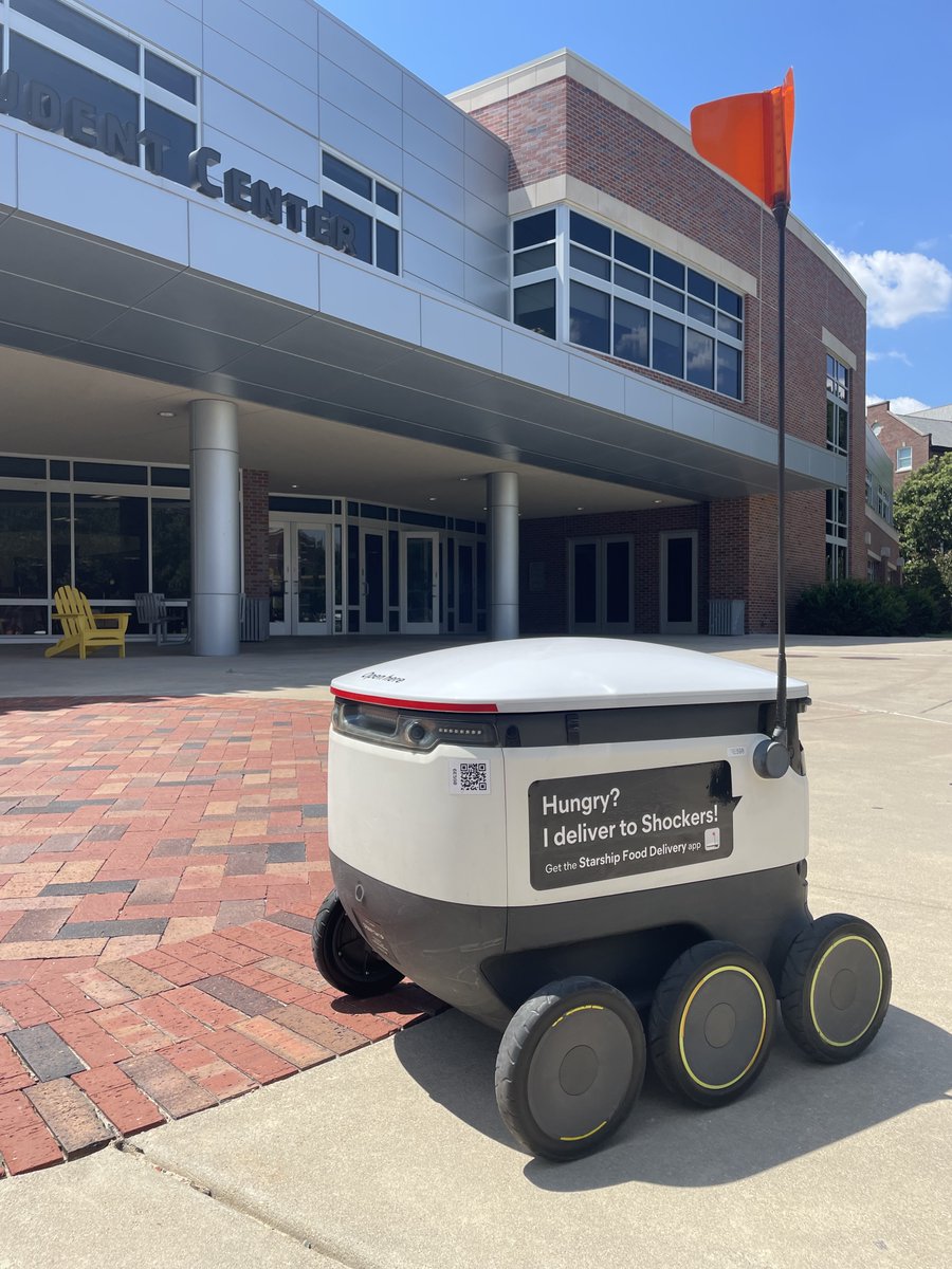 Wichita State (@wichitastate) on Twitter photo Check it out! 🤖‼️ Starting today, <a href="/WSU__Dining/">WSU Dining</a> is partnering with <a href="/StarshipRobots/">Starship Technologies</a> to introduce robotic food delivery on campus. Order your favorite meals from select restaurants at WSU and get it delivered straight to you! See details ➡️ wsu.news/RobotDelivery Check it out! 🤖‼️ Starting today, <a href="/WSU__Dining/">WSU Dining</a> is partnering with <a href="/StarshipRobots/">Starship Technologies</a> to introduce robotic food delivery on campus. Order your favorite meals from select restaurants at WSU and get it delivered straight to you! See details ➡️ wsu.news/RobotDelivery