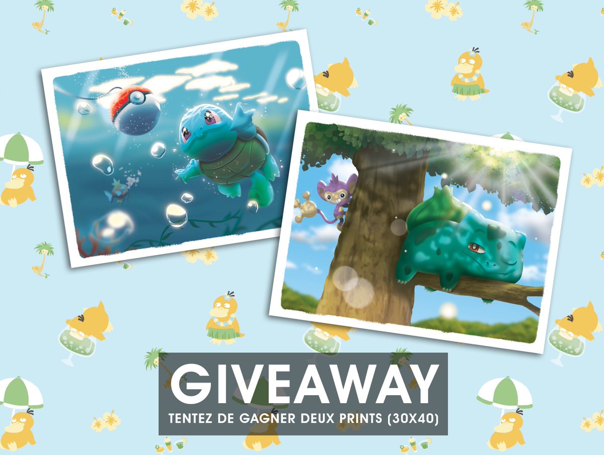 ✨Et voilà la tribu, p'tit giveaway afin de gagner un print carapuce et bulbizarre.✨

Pour participer :
🔄RT
✅ Follow <a href="/Kinmeki/">Kinmeki ✨ COMMISSION OPEN</a> 

(Tirage au sort le 22 aout)
