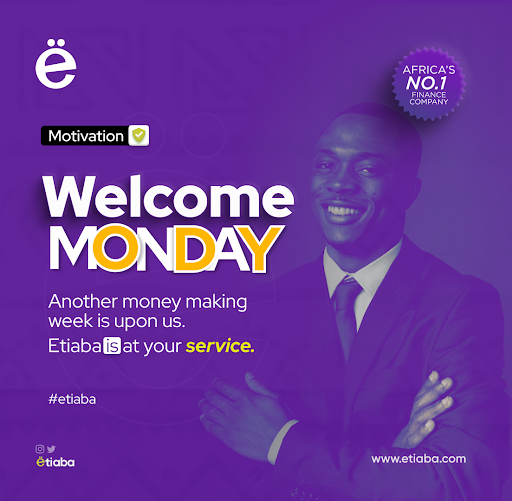 Conquer Mondays and every day with Etiaba by your side, helping you out with your financial tasks and obligations.

Employ the standby services of #etiaba to create long lasting wealth! 💼💪💰

 #MondayMotivation #EtiabaFinanceTool #Koboaccountant"