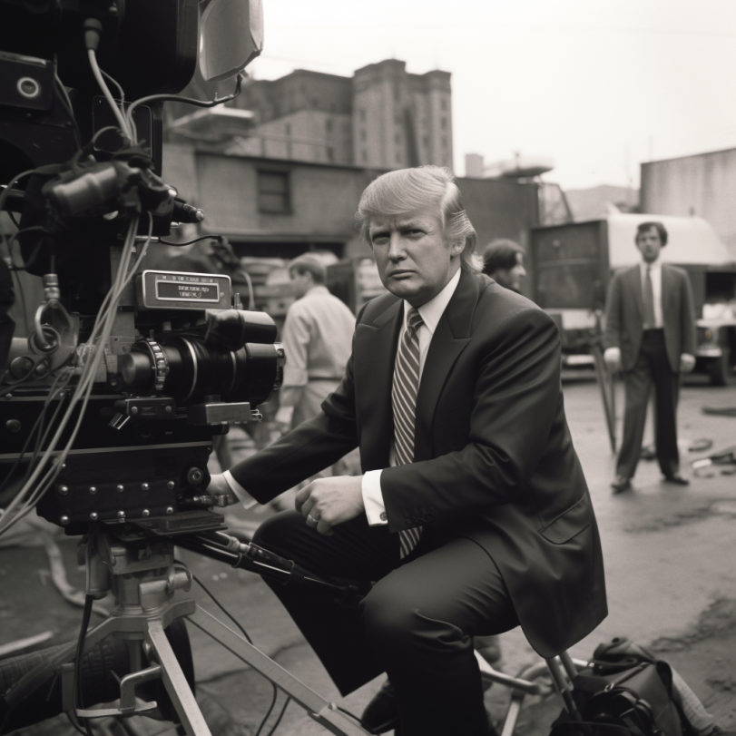 Trump_History45's tweet photo. The media often fails to mention Donald Trump's time as a movie director. In the photograph below, Donald Trump is seen directing the legendary 1972 film, The Godfather. https://t.co/47xDnRYys7