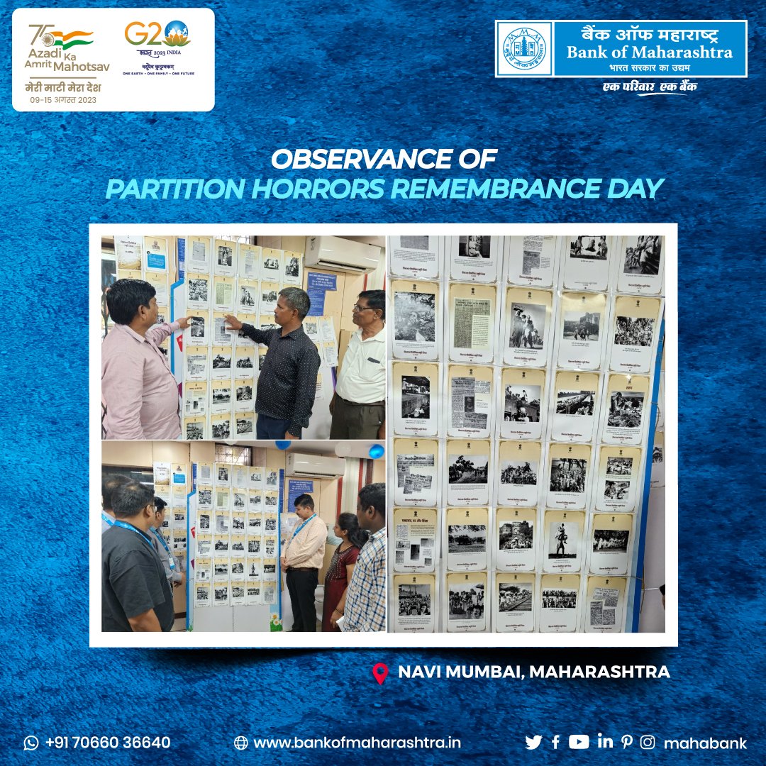 mahabank's tweet photo. @DFS_India @MinOfCultureGoI Bank of Maharashtra solemnly observed Partition Horrors Remembrance Day in Navi Mumbai, Maharashtra.

@DFS_India @MinOfCultureGoI

#BankofMaharashtra #Mahabank #RememberingPartition #PartitionRemembrance #UnityInDiversity #PartitionHorrorRemembrance #InRemembrance https://t.co/MDio3wTCGA