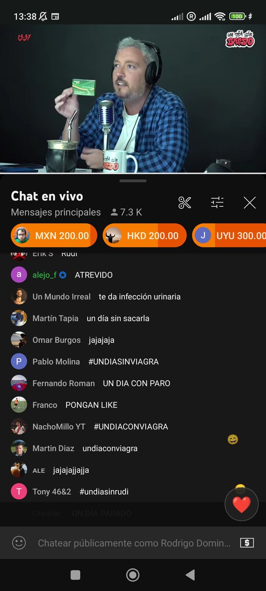 <a href="/emicoroniti/">Emiliano Coroniti</a> genio! Lo que me estoy en Montevideo riendo viendo a <a href="/pablocarrozza/">Pablo Carrozza</a> hablar de #undiasinviagra .

Pablo ponete la 10 llevame al programa. Te sigo desde Código de Barras.

<a href="/UnDiaSinBardo/">UnDiaSinBardo</a> deluxe. Recomendable. #undiasinbardo
