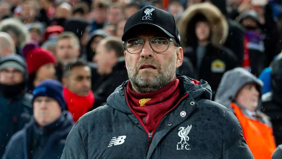 BuzzSquirtle's tweet photo. biggest mug of the week award goes to klopp #kloppout #kloppenheimer https://t.co/se4vvdS3ft