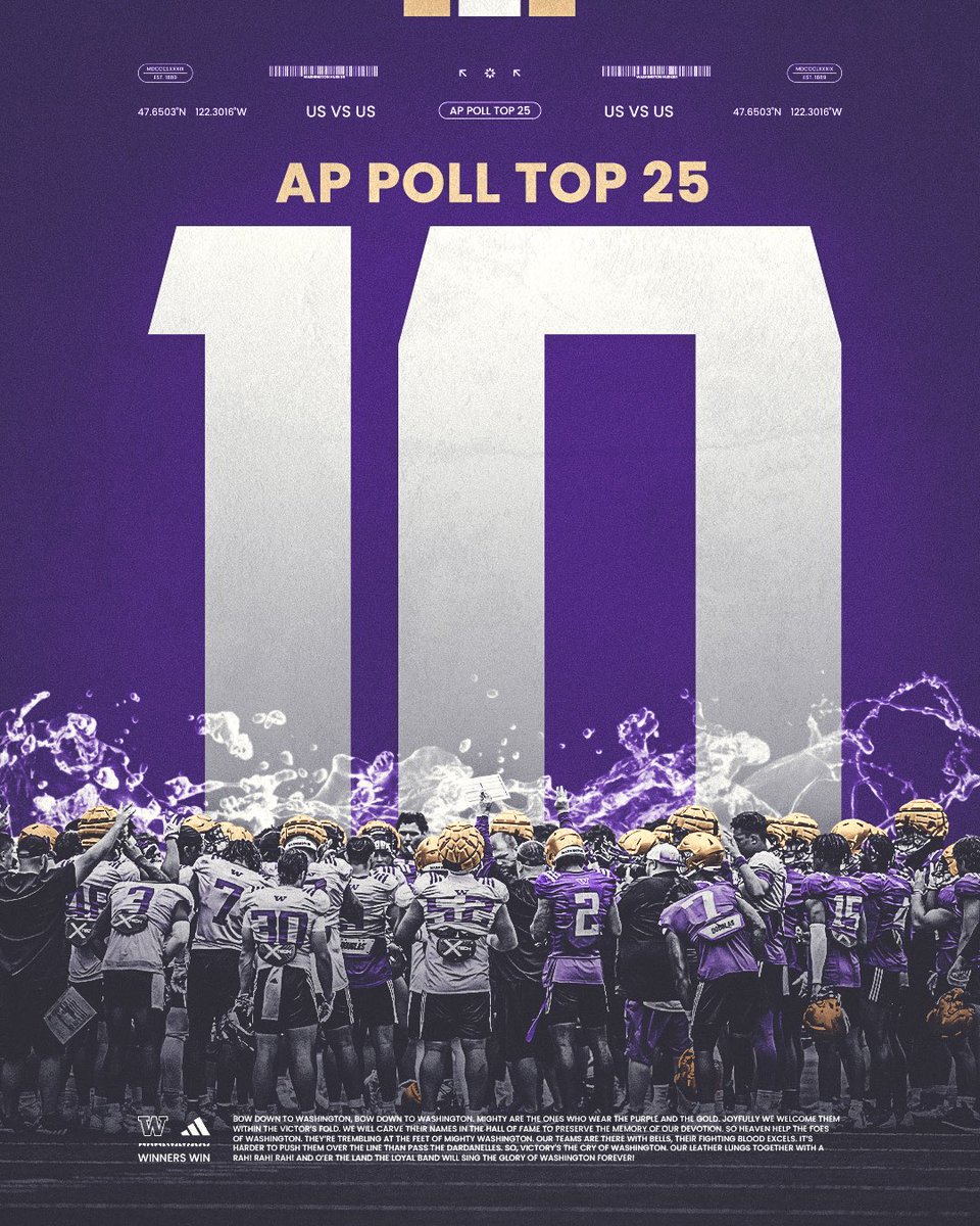 UW_Football's tweet photo. 🔟 in the AP Poll

#USvsUs https://t.co/cpH5w0rpyy