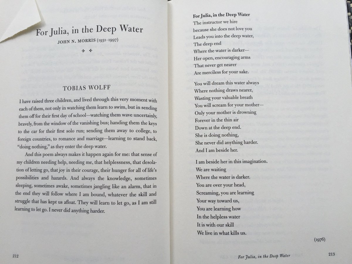 For Julia, in the Deep Water is a great poem for anyone dropping a kid at school in the coming weeks