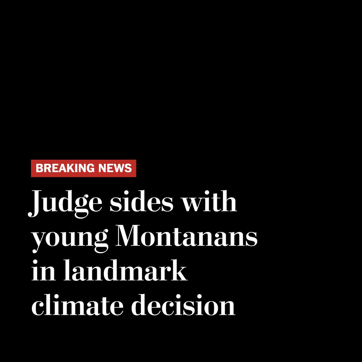 Breaking news: In the first ruling of its kind nationwide, a Montana state court decided Monday in favor of young people who alleged the state violated their right to a “clean and healthful environment” by promoting the use of fossil fuels. 

The court determined that a provision