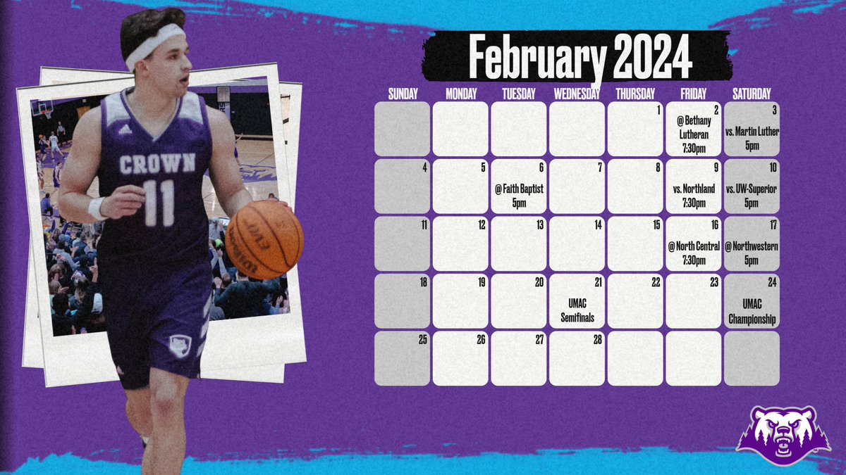 CrownCollegeMBB's tweet photo. The 2023-2024 schedule! Should be a fun season. https://t.co/Khgdti1PKA