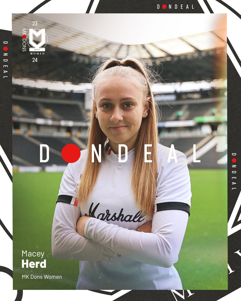 MKDonsFCWomen's tweet photo. DON DEAL! 🚨

Macey Herd becomes the latest addition to Charlie Bill's side, following her permanent move from @ArsenalWFC.

💭" I am delighted to join Milton Keynes Dons Women this season. Immediately, it was clear that the values, and ambition ahead of the 2023-24 season was something I wanted to be a part of & at a club that I think my development will only continue to grow!"